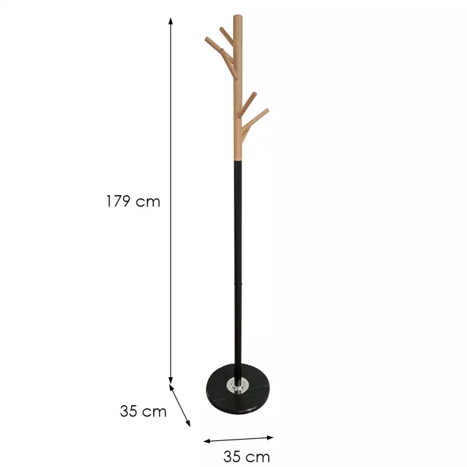 Vešiak Kovový 9463 Wooden Čierna/Prirodzené