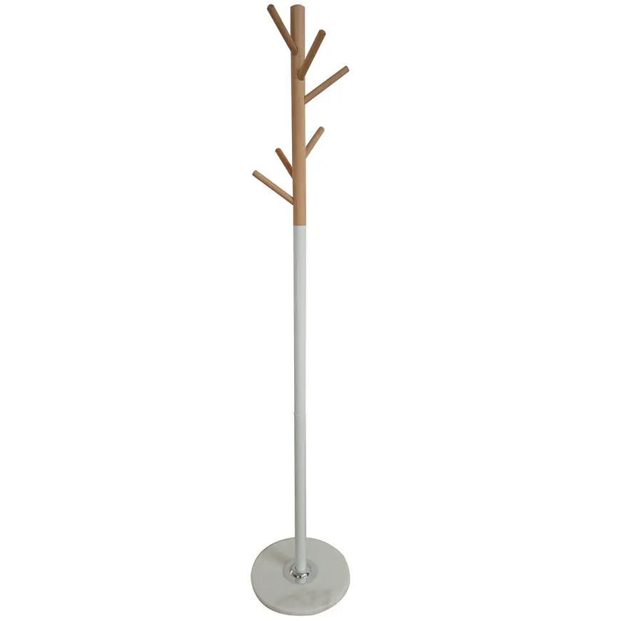 Vešiak kovový 9464 Wooden biela/prírodná