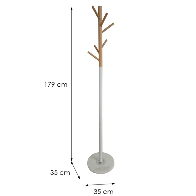 Vešiak kovový 9464 Wooden biela/prírodná,3