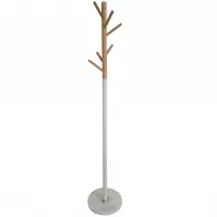 Vešiak kovový 9464 Wooden Biela/Prirodzené