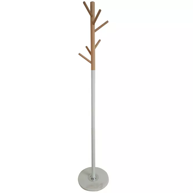 Vešiak kovový 9464 Wooden Biela/Prirodzené