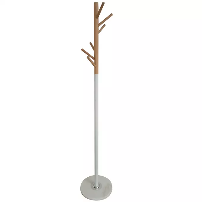 Vešiak kovový 9464 Wooden Biela/Prirodzené