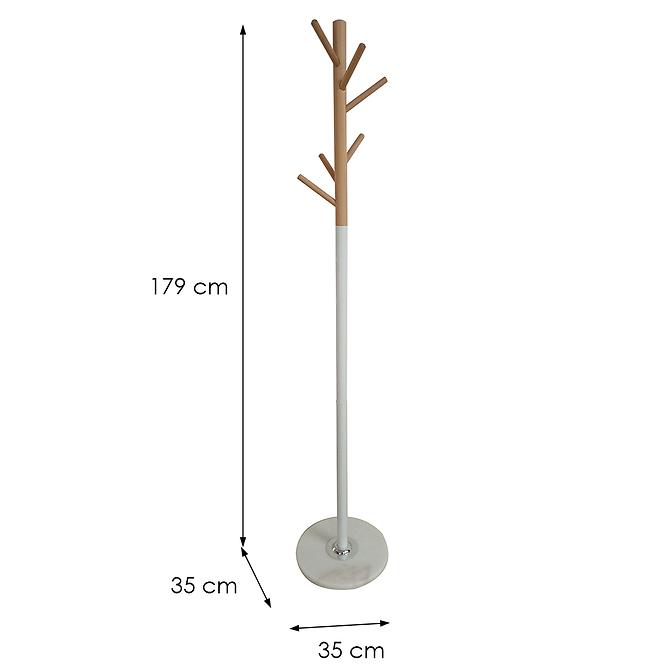 Vešiak kovový 9464 Wooden Biela/Prirodzené