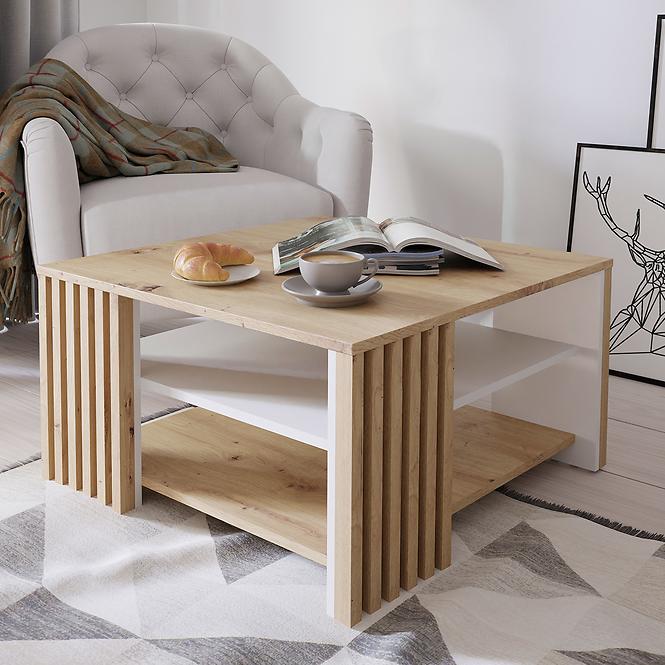 Konferenčný stolík Zaandam dub artisan/biały