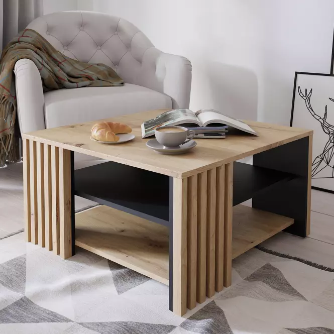 Konferenčný stolík 80x80 Zaandam dub artisan/čierna