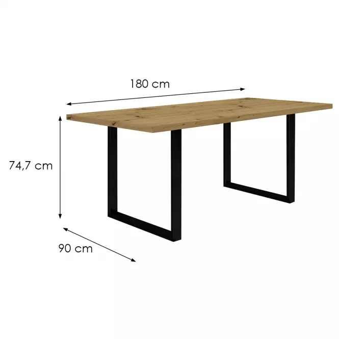 Stôl Tarazjus 180 cm TBLT443-D78-904 artisan/čierny