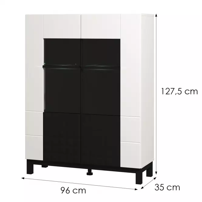 Vitrína Sarthe 2k Biela/Čierna 11013674,2