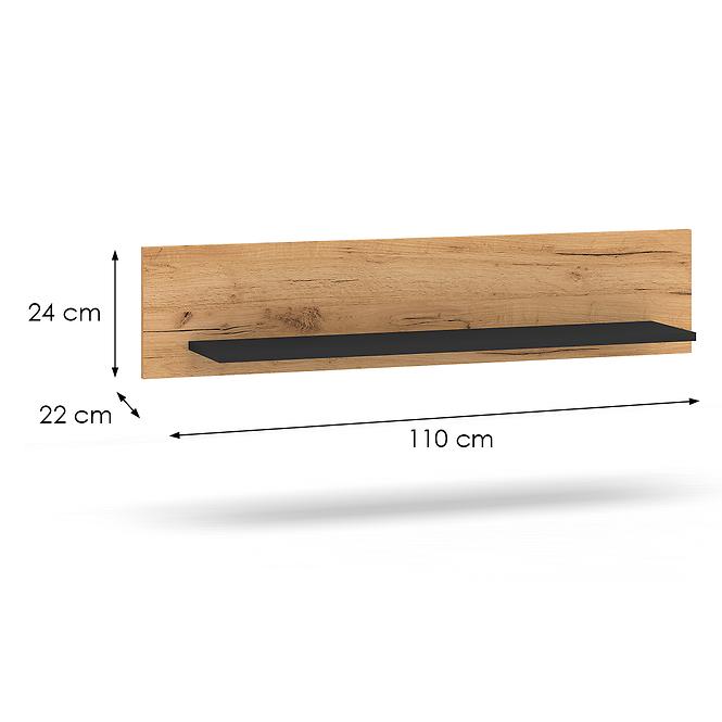 Polička Urso 12 Dub Craft Zlatý/Čierna