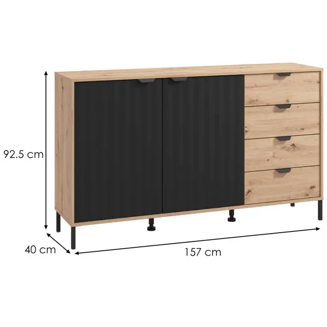 Komoda Vandea 3k4f Artisan/Čierna 11013378,2