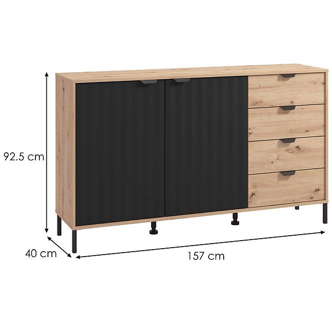 Komoda Vandea 3k4f Artisan/Čierna 11013378,2