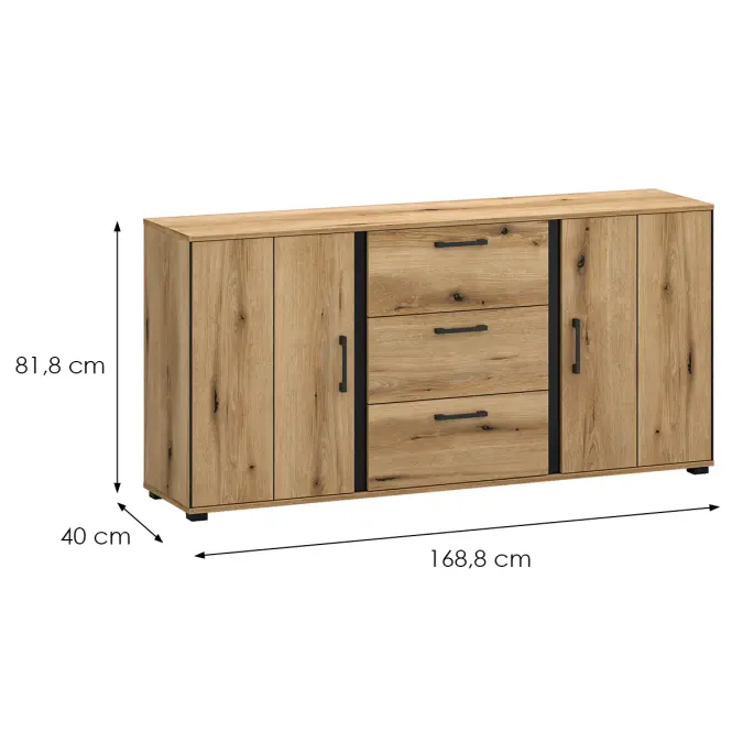 Komoda 2d3s Kendal E Light + Black,2