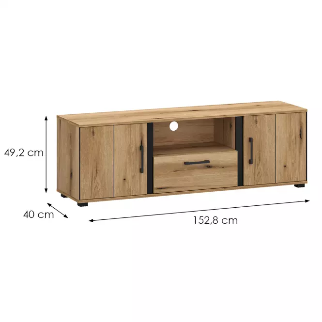 TV stolík. Kendal B Stolik RTV 2d1s Light + Black