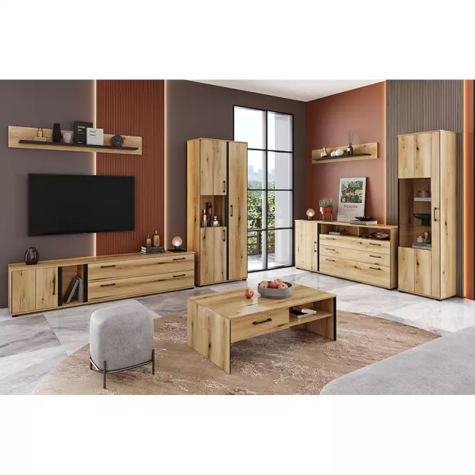 TV stolík. Kendal B Stolik RTV 2d1s Light + Black