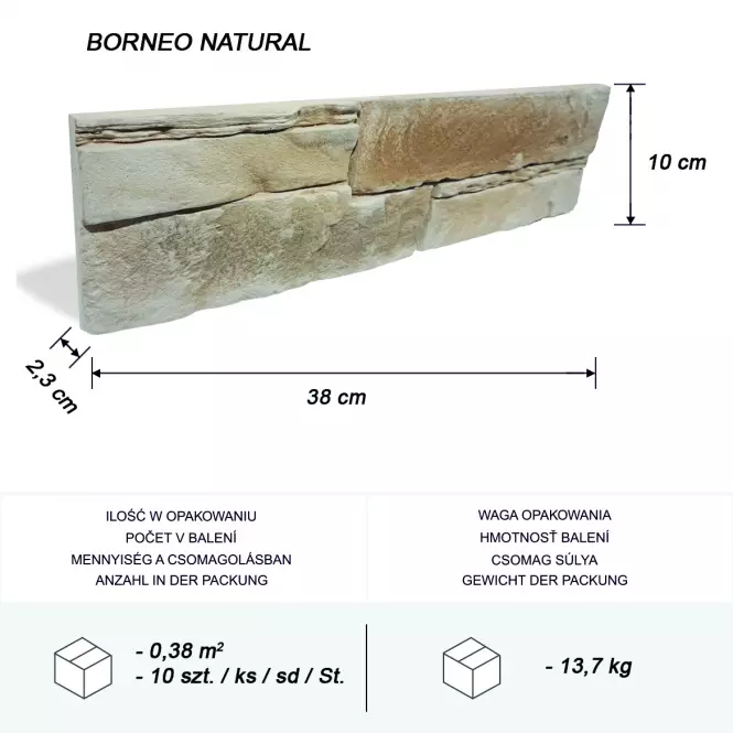 Betónový Obkladový Kameň Borneo Natural 
