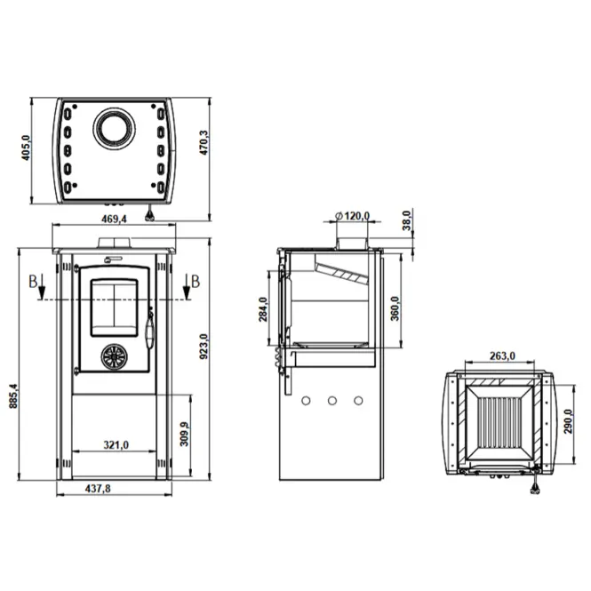 Oceľová pec Space R+ 3,9 kW