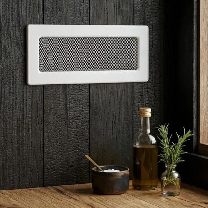 Komínová mriežka biela bez žalúzií 10.5X25 4F11250W