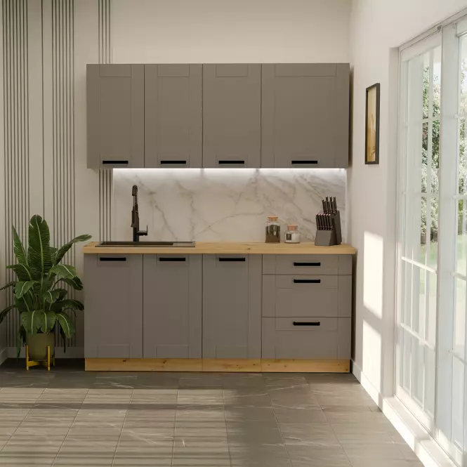 Kuchynská linka Luna Dustgrey/Artisan 180cm bez pracovnej dosky 