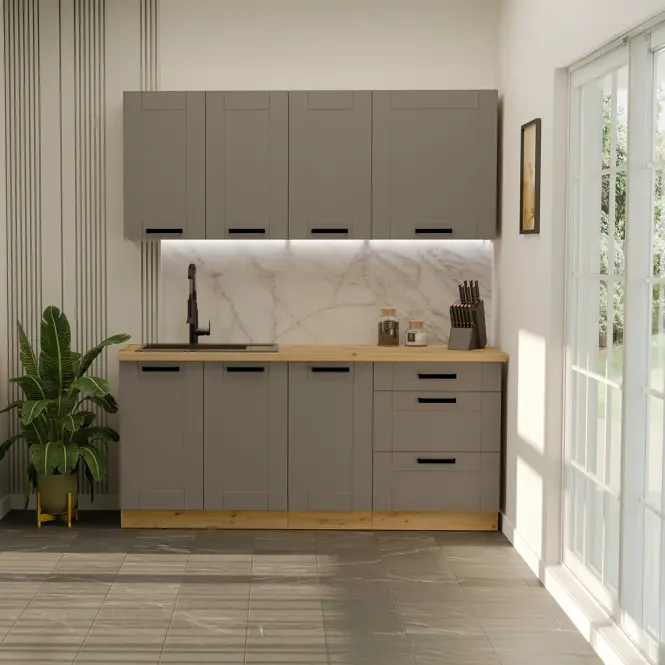 Kuchynská linka Luna Dustgrey/Artisan 180cm bez pracovnej dosky