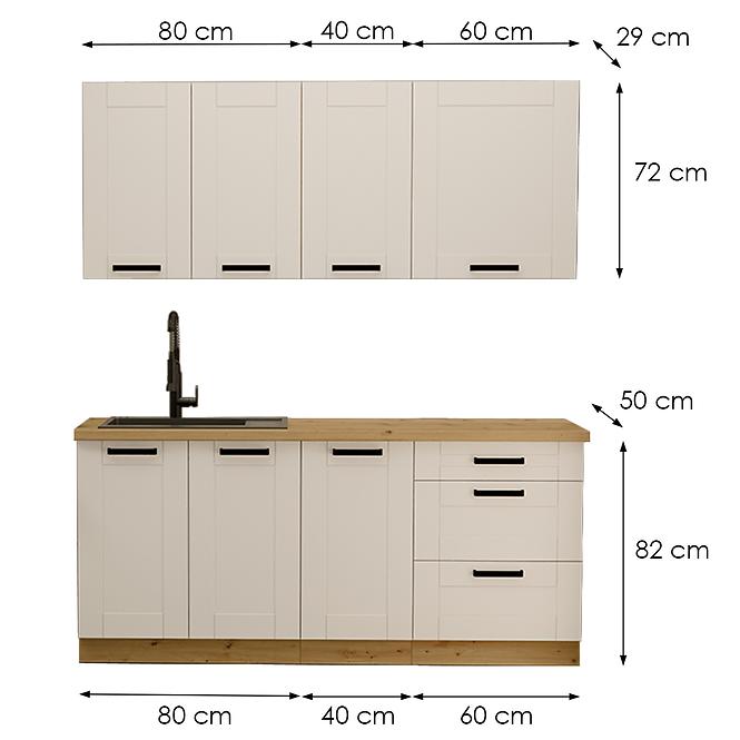 Kuchynská linka Luna Biely/Artisan 180cm bez pracovnej dosky 