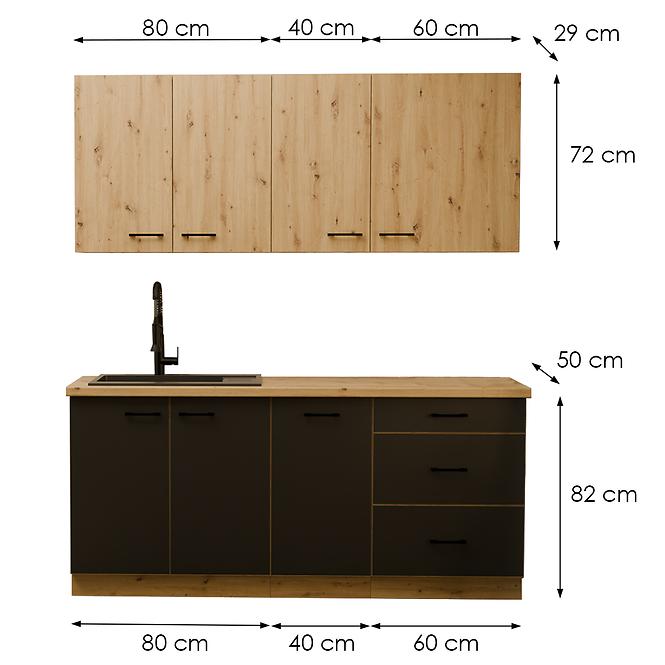 Kuchynská linka Modena 180cm bez pracovnej dosky,2