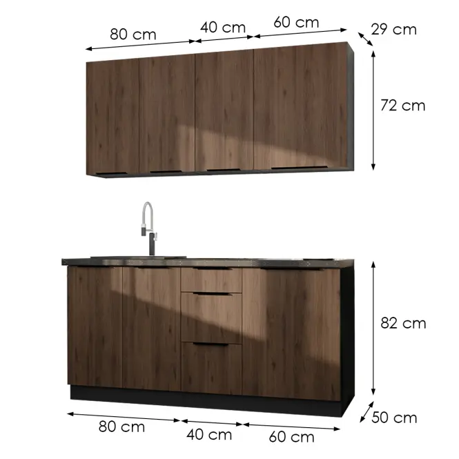 Kuchynská linka Monza 180cm bez pracovnej dosky,2
