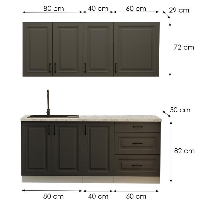 Kuchynská linka Stilo Grafit/Biely 180cm bez pracovnej dosky ,2