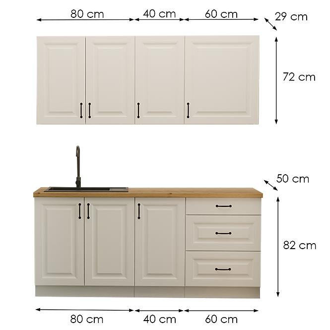 Kuchynská linka Stilo Biely/Biely 180cm bez pracovnej dosky,2
