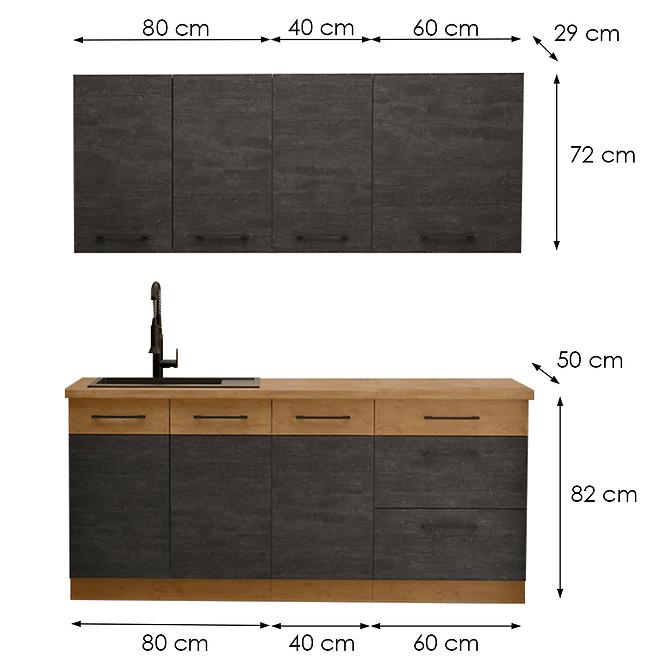Kuchynská linka Vigo Dark 180cm bez pracovnej dosky