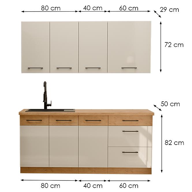 Kuchynská linka Vigo Biely Lesk 180cm bez pracovnej dosky,2