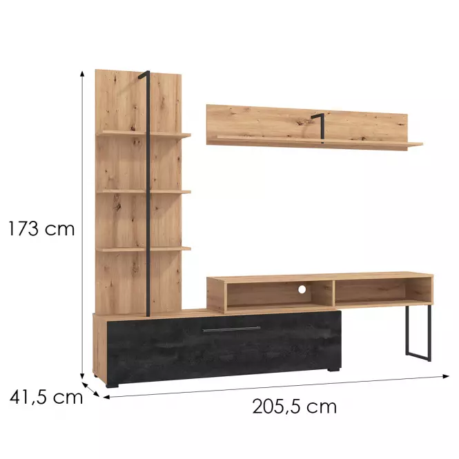 Obývacia Stena Evora Artisan/Čierna 11011202,3