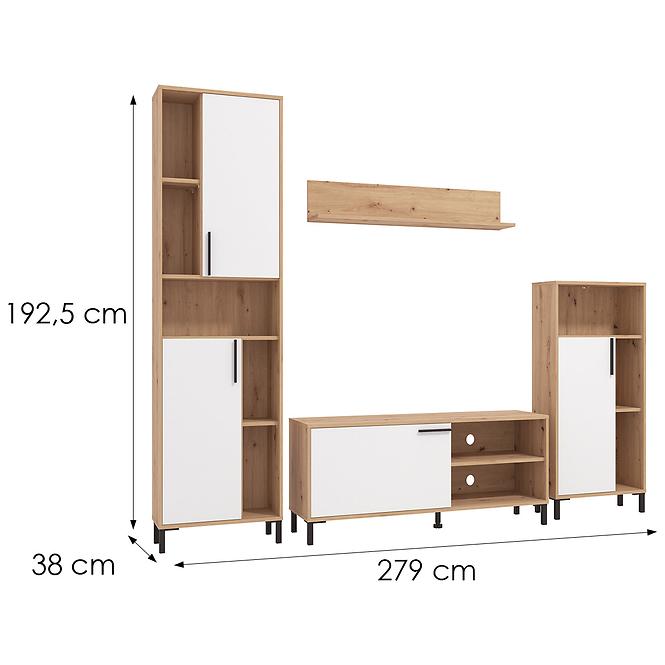 Obývacia Stena Cantal Artisan/Biela 11011905,3
