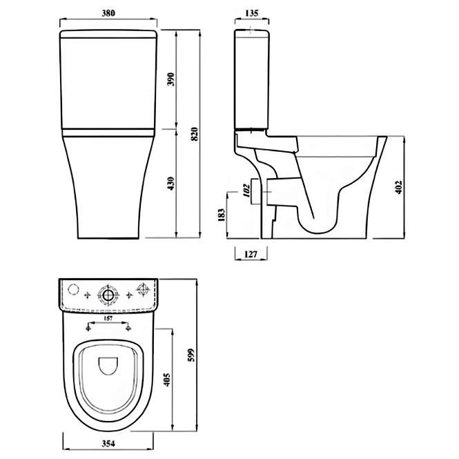 Wc Kombi Zara Round Rimless s doskou volne padajúca,3
