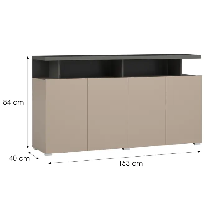 Komoda Serio 4D čierna/congo 43,3