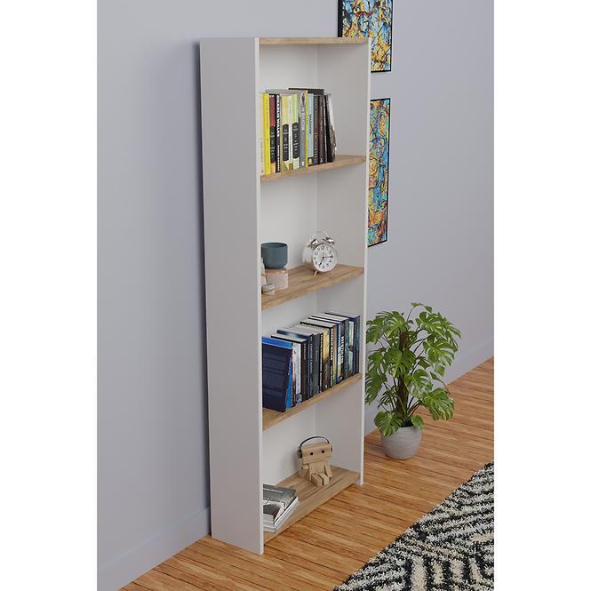 Regál FD-5LCBBS-021 biela/prirodzené,6