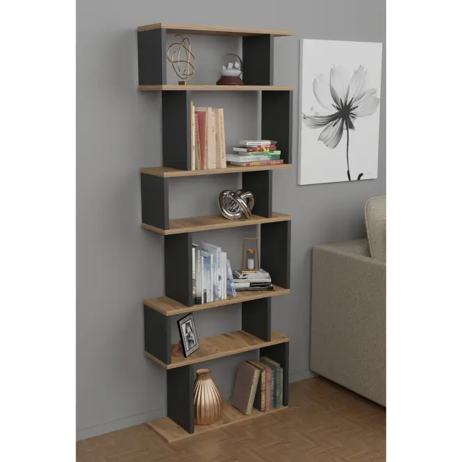 Regál FD-ZMBS-071 antracit/prírodné,6
