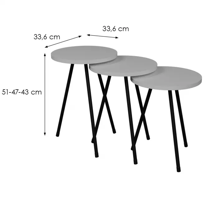 Sada Stolíkov Fd–3pcts-002 Biela/Čierna