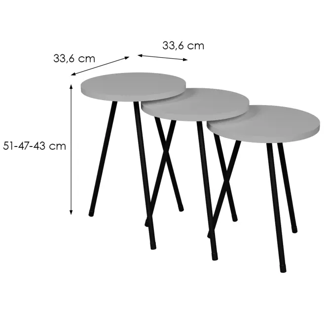 Súprava stolíkov Fd–3pcts-002 Biela/Čierna