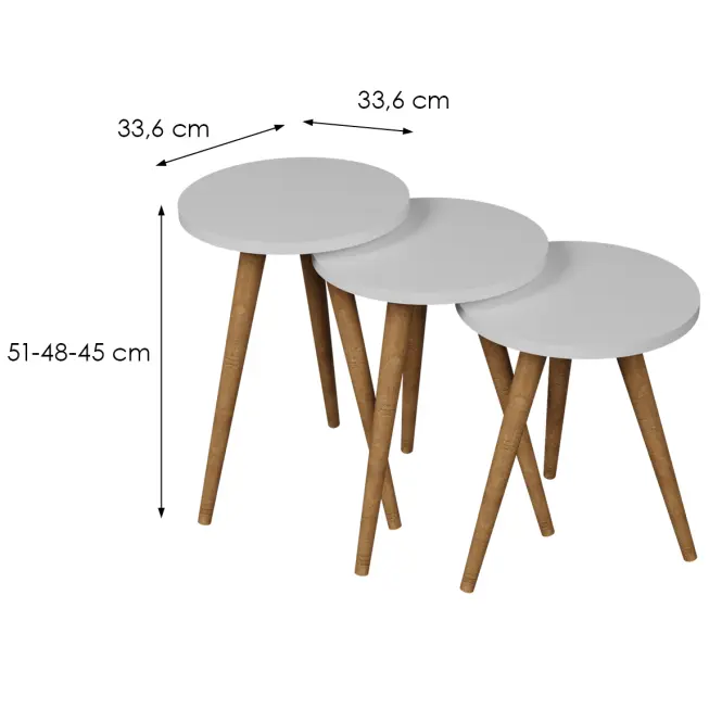 Súprava stolíkov Fd-Wdl3pccts-002 Biela/Prirodzené