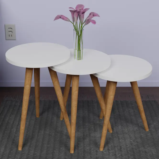 Súprava stolíkov Fd-Wdl3pccts-002 Biela/Prirodzené