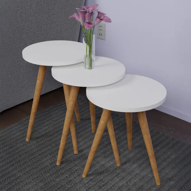 Súprava stolíkov Fd-Wdl3pccts-002 Biela/Prirodzené