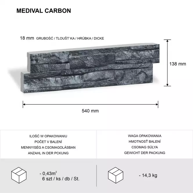 Betónový Obkladový Kameň Medival Carbon