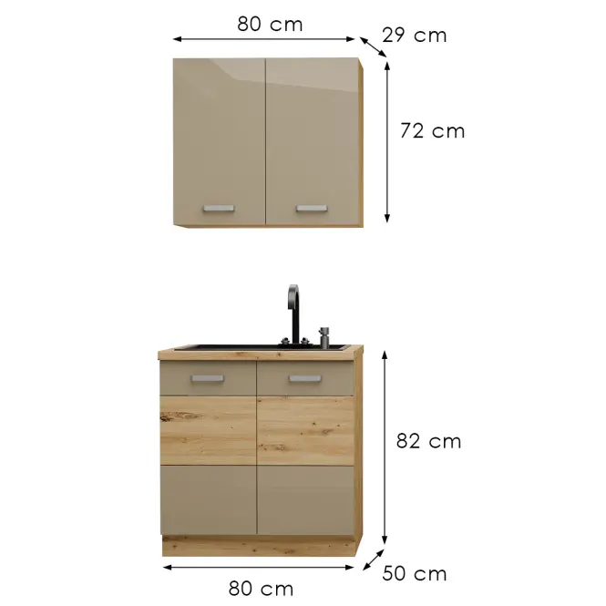 Kuchynská Linka Artisan Cappuccino 80 cm bez pracovnej dosky,3