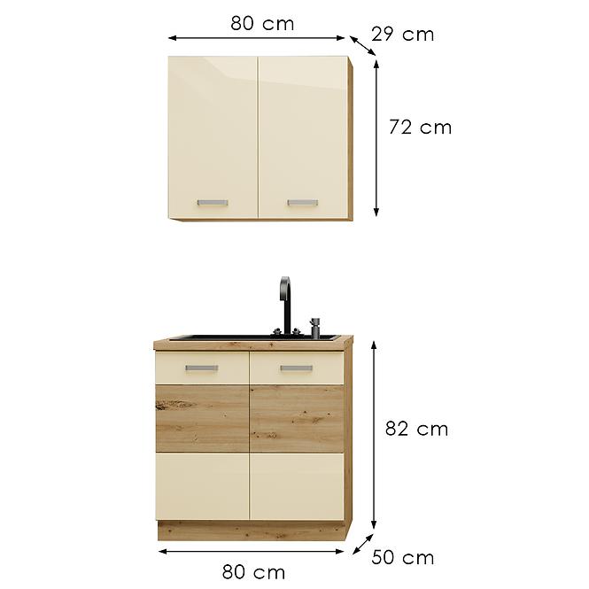 Kuchynská Linka Artisan Krém 80 cm bez pracovnej dosky