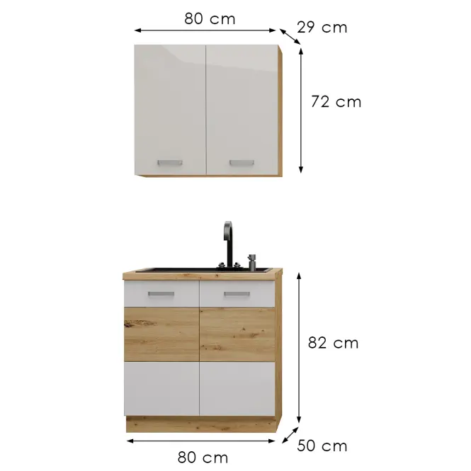 Kuchynská Linka Artisan White 80cm bez pracovnej dosky,3