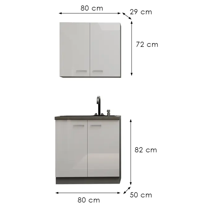 Kuchynská Linka Bianka 80 cm bez pracovnej dosky,3