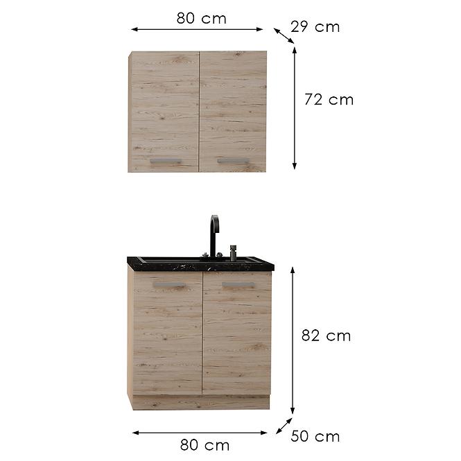 Kuchynská linka Bordeaux 80 cm bez pracovnej dosky