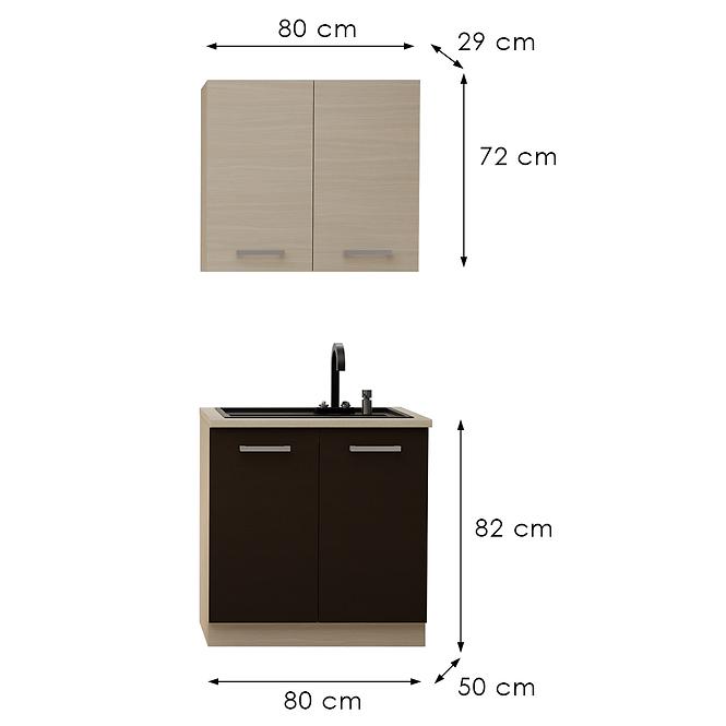 Kuchynská linka Wiktoria Chamonix 80 cm bez pracovnej dosky