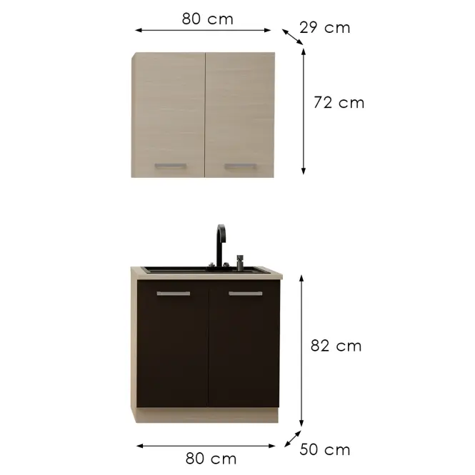 Kuchynská linka Wiktoria Chamonix 80 cm bez pracovnej dosky,3