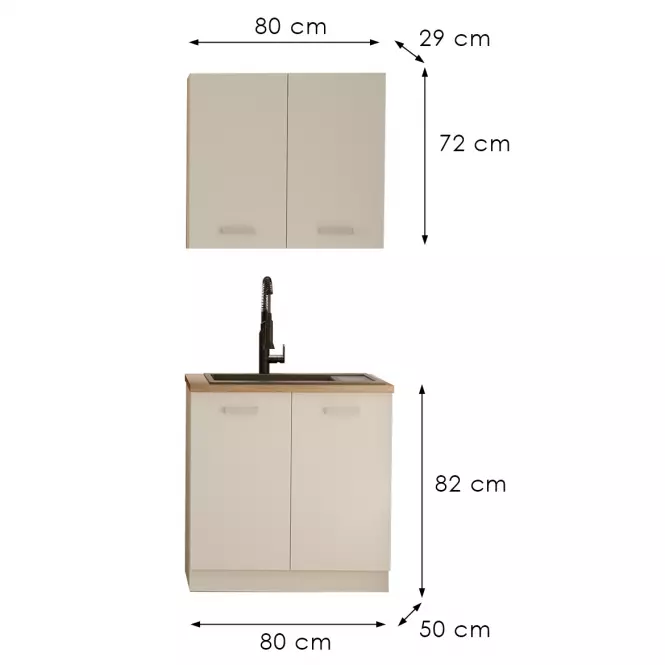 Kuchynská linka Eko White 80 cm bez pracovnej dosky