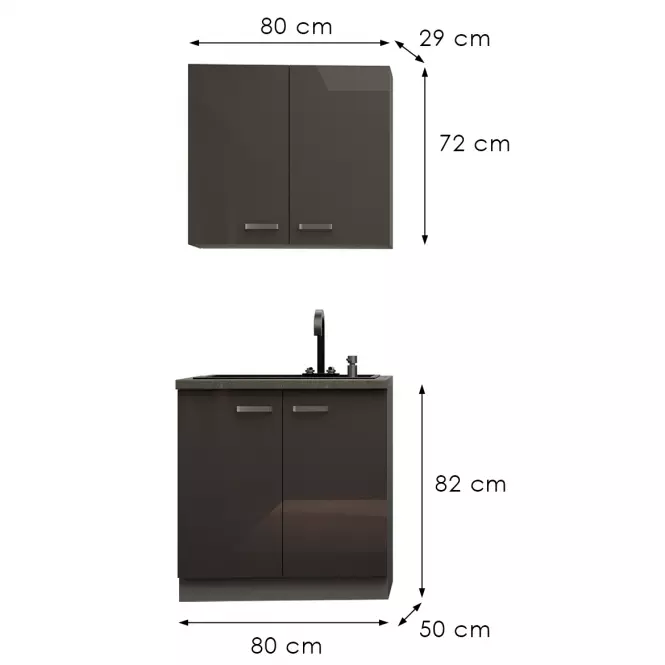 Kuchynská linka Grey 80 cm bez pracovnej dosky